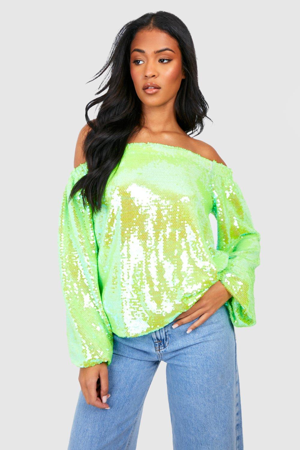 Sparkly off the online shoulder top